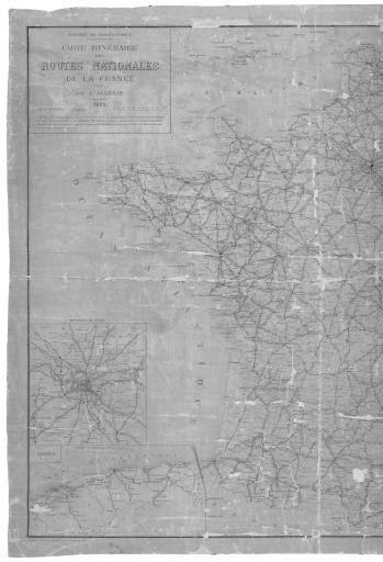 Carte itinéraire des routes nationales de la France et de l'Algérie. Ministère des travaux publics / Regnier, graveur et imprimeur (121 rue de Rennes, Paris).